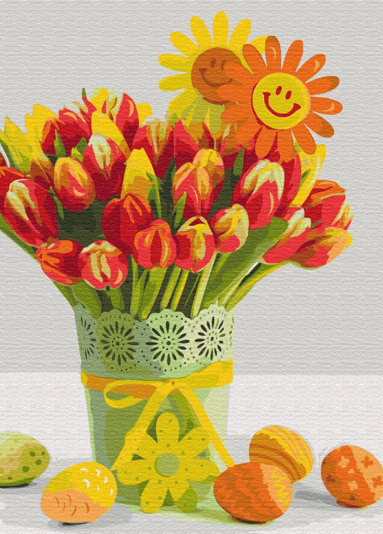 Картина по номерам Пасхальные тюльпаны 40x50 см Brushme (257748782)