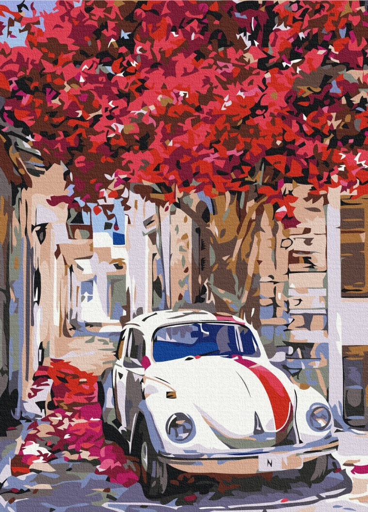 Картина по номерам Авто на цветущей улицы 40x50 см Brushme (257749136)