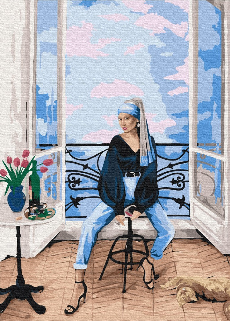 Картина за номерами Сучасна дівчина із перлиною сережкою 40x50 см Brushme (257748867)