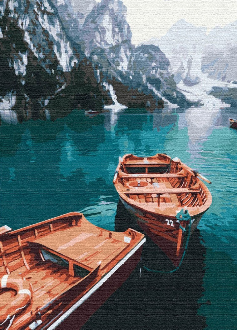 Картина по номерам Лодки на высокогорном озере 40x50 см Brushme (257750290)