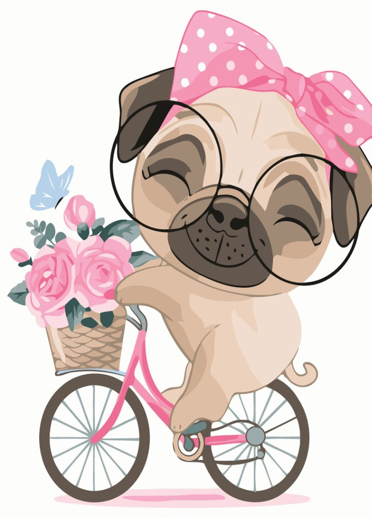 Картина по номерам Мопс на велопрогулке 30х40 см Brushme (257750569)