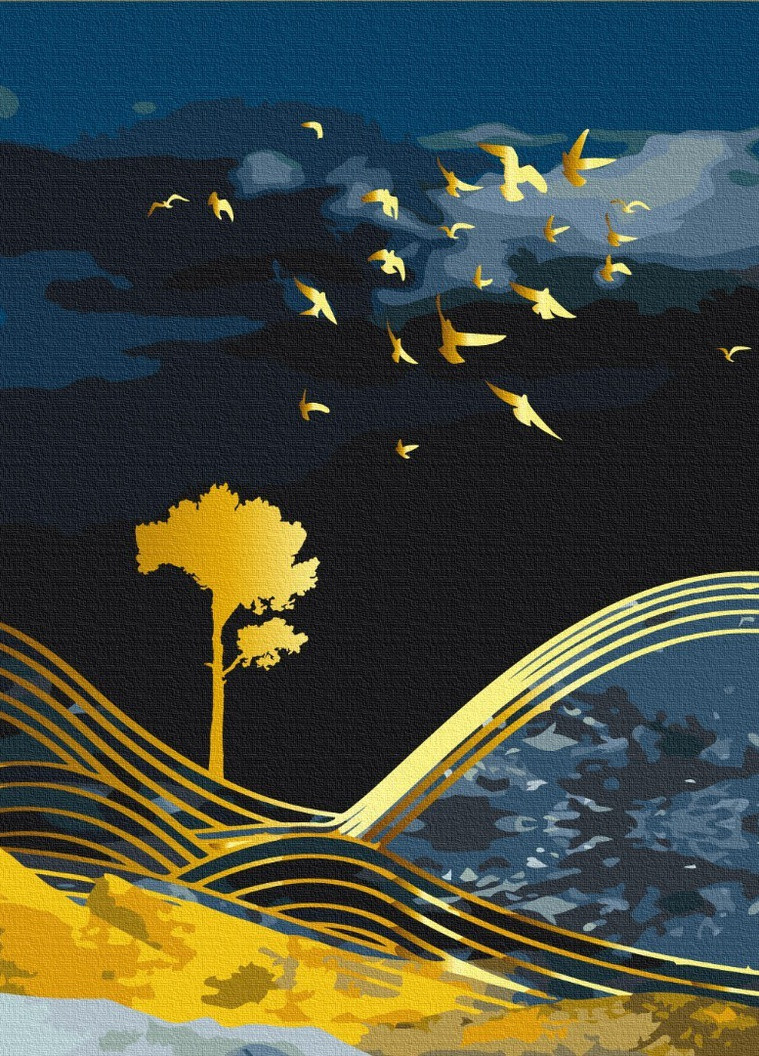 Картина по номерам Природа ночи с золотой краской 40x50 см Brushme (257750436)