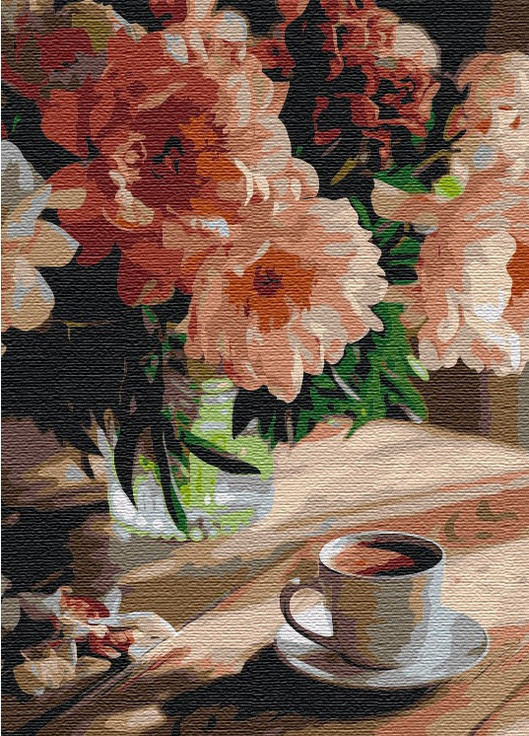 Картина по номерам Кофе с запахом пионов 40x50 см Brushme (257750677)