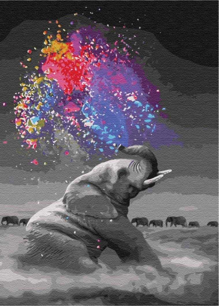Картина за номерами Слон із яскравими фарбами 40x50 см Brushme (257750836)