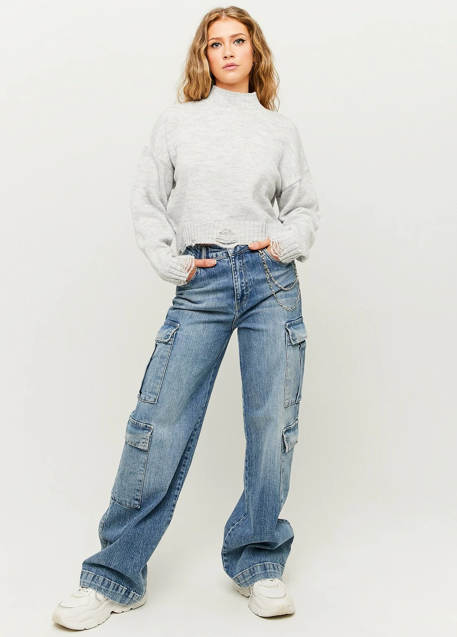Сірий демісезонний джемпер Tally Weijl Fashion Pullovers - WOMEN KNITTED PULLOVER