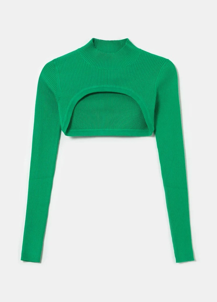 Зелений демісезонний джемпер Tally Weijl Fashion Pullovers - KNITTED CROPPED PULLOVER
