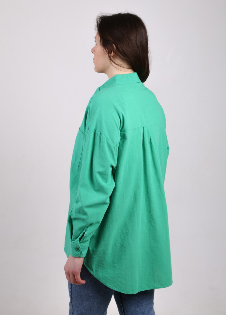 Сорочка жіноча зелена оверсайз бавовняна MDG свободная (257783256)