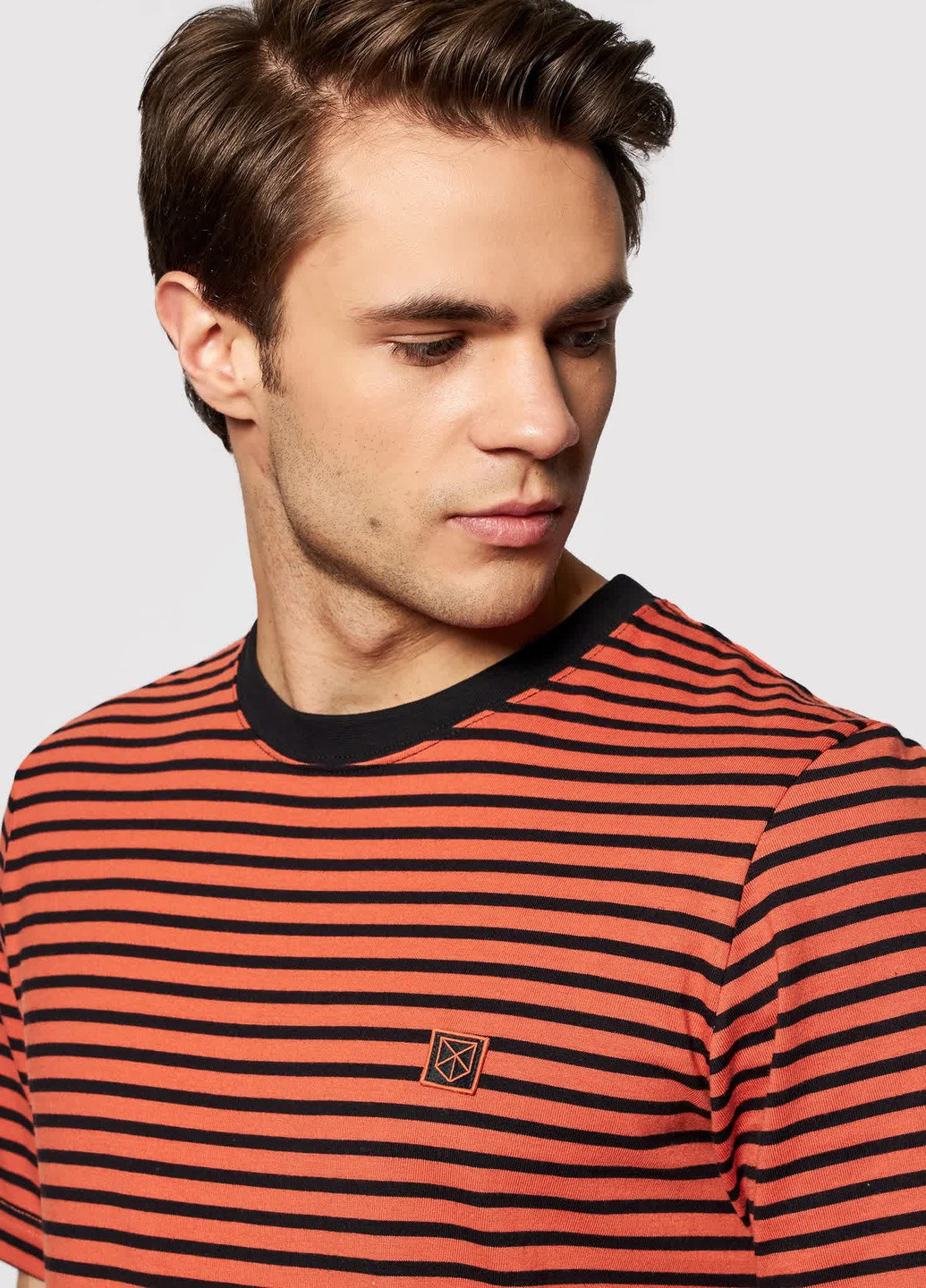 Оранжевая футболка в полоску с лого Jack & Jones