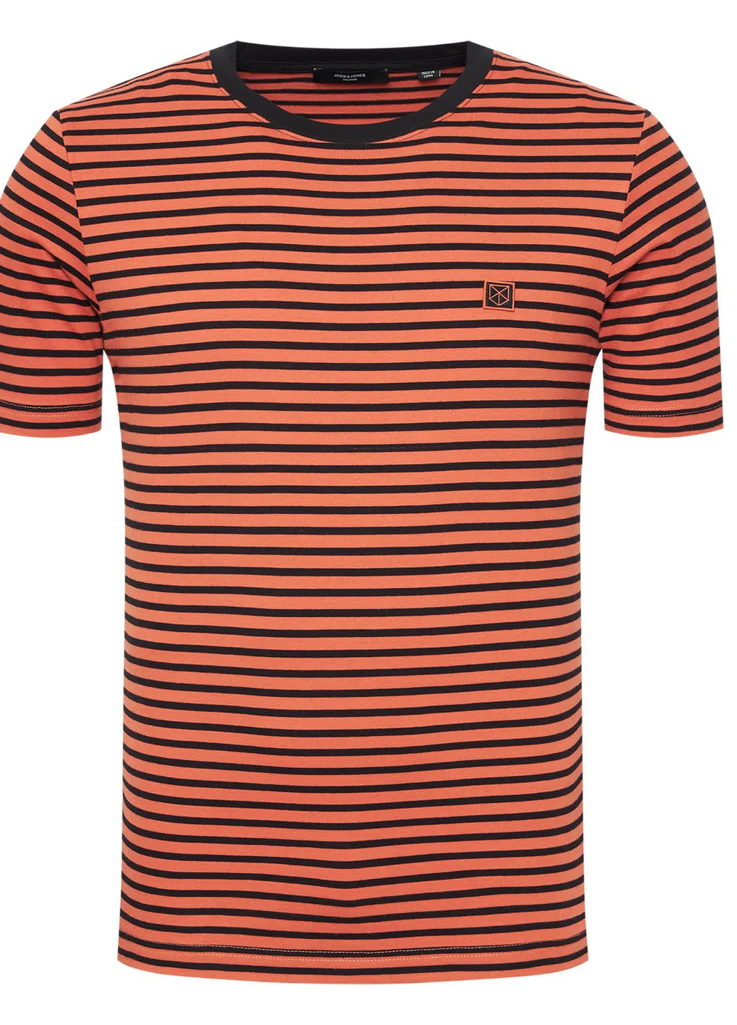 Оранжевая футболка в полоску с лого Jack & Jones