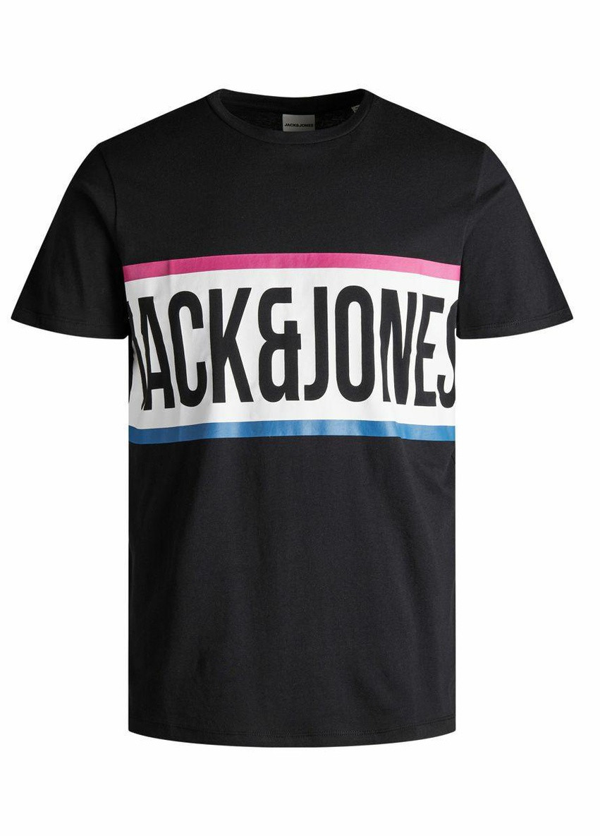 Чорна футболка з принтом Jack & Jones