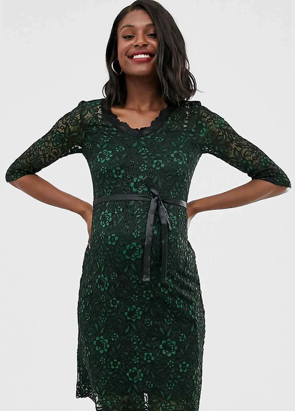 Зеленое кэжуал платье для беременных Mamalicious однотонное