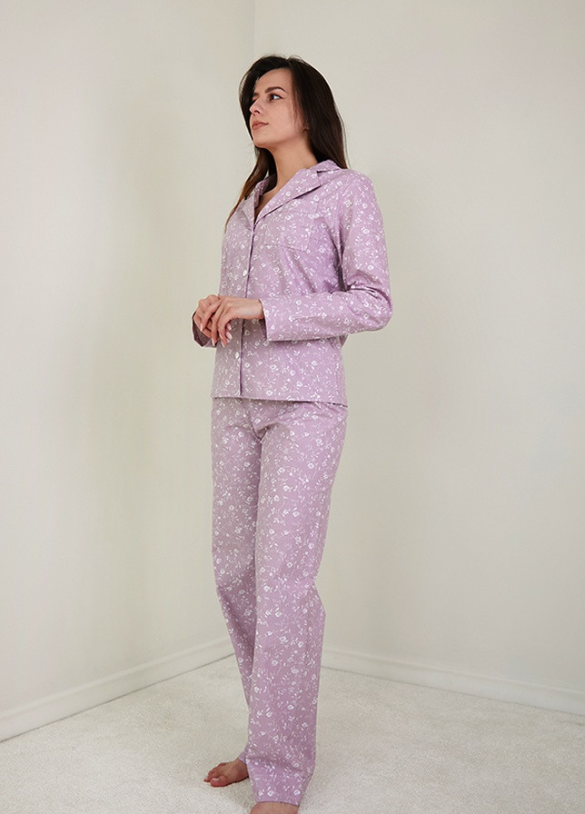 Розовая всесезон пижамный костюм из хлопка с брюками beatrice Forly