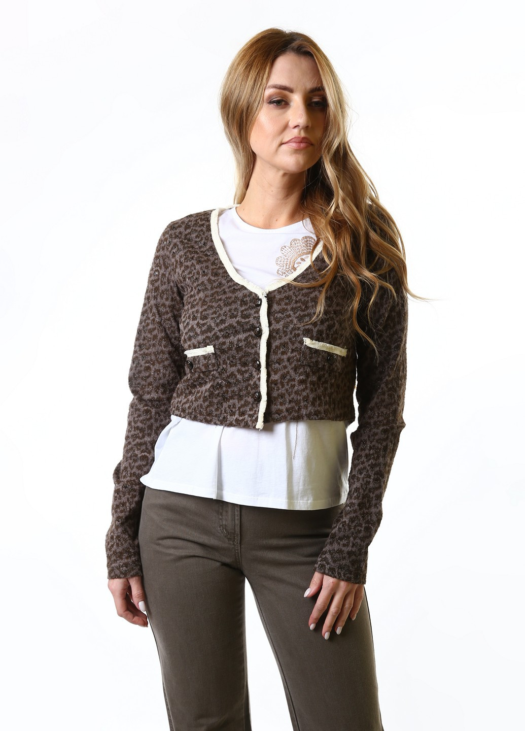 Коричневый демисезонный кардиган Yumi