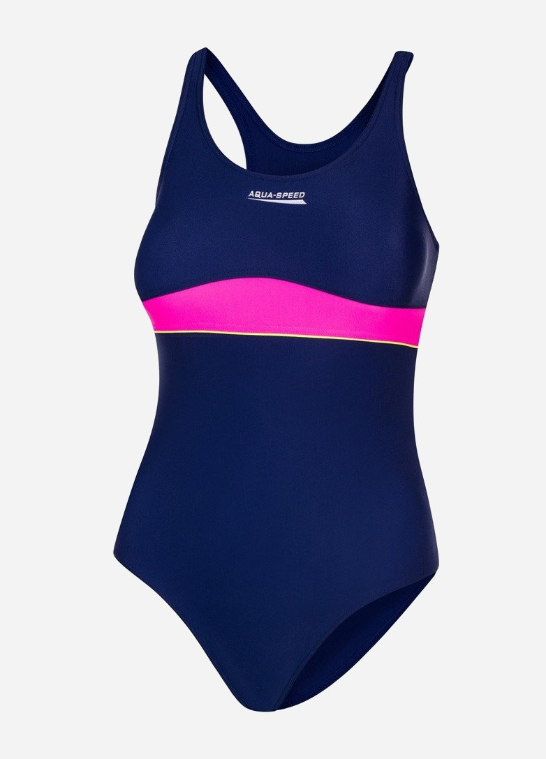 Темно-синий демисезонный купальник слитный emily 7008 (367-47) 164 см темно-синий/розовый (5908217670083) Aqua Speed