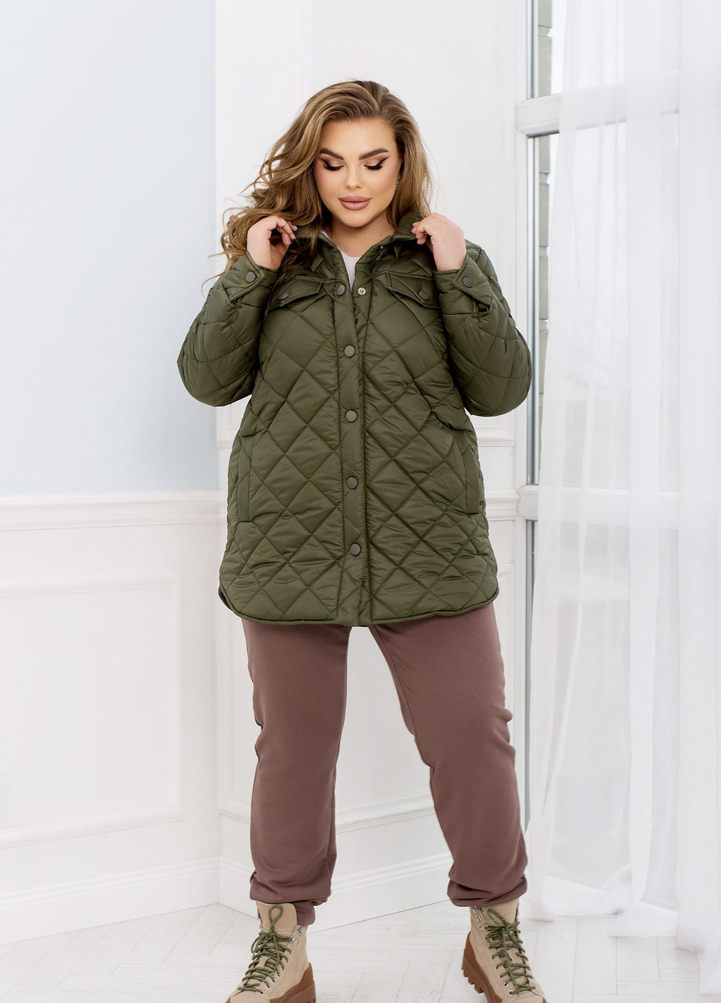 Оливкова (хакі) демісезонна куртка Minova Куртка 2429