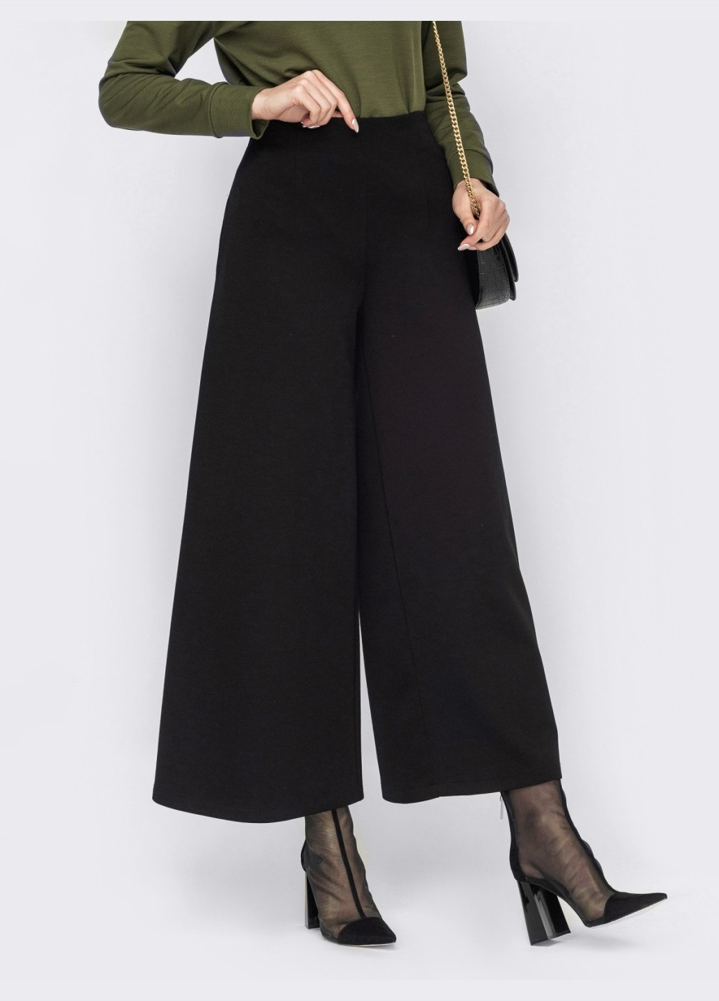 черные брюки-палаццо из трикотажа Dressa (257825544)