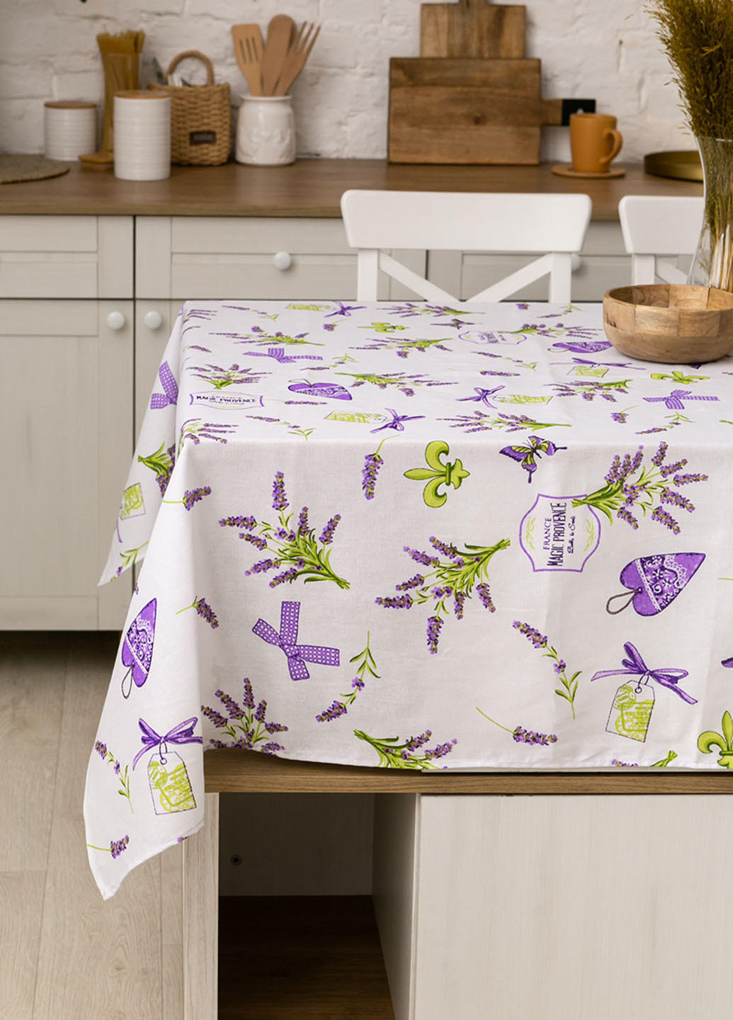 Скатертина лляна "Бузок" 1.5м х 1.1м (кухонний стіл) Homedec - (257825645)