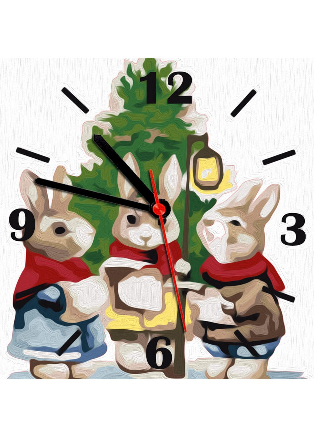Годинник за номерами "Святкові кролики" 30х30 см ArtStory (257841252)