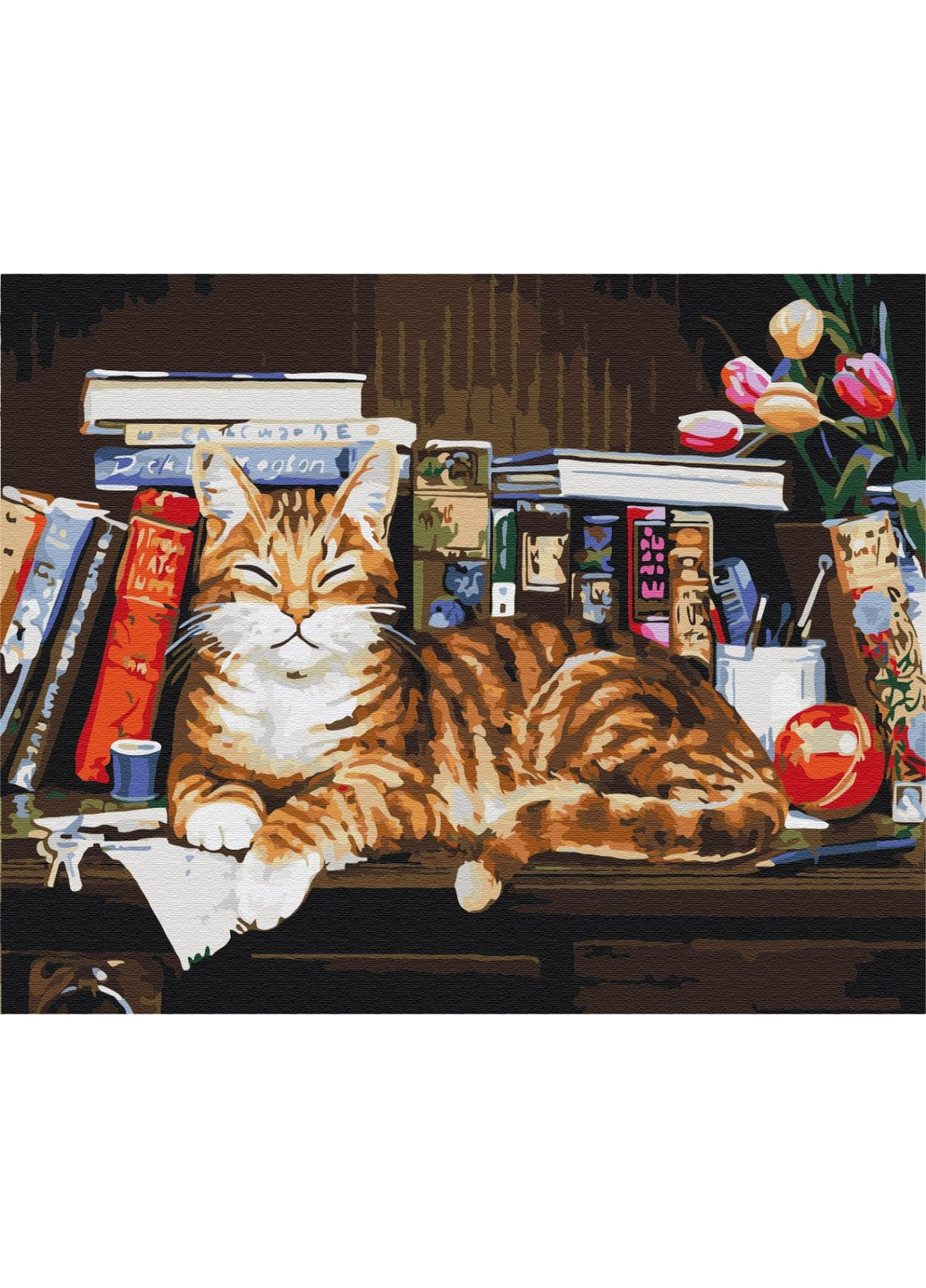 Картина по номерам Кот на книжной полке 40x50 см Brushme (257840766)