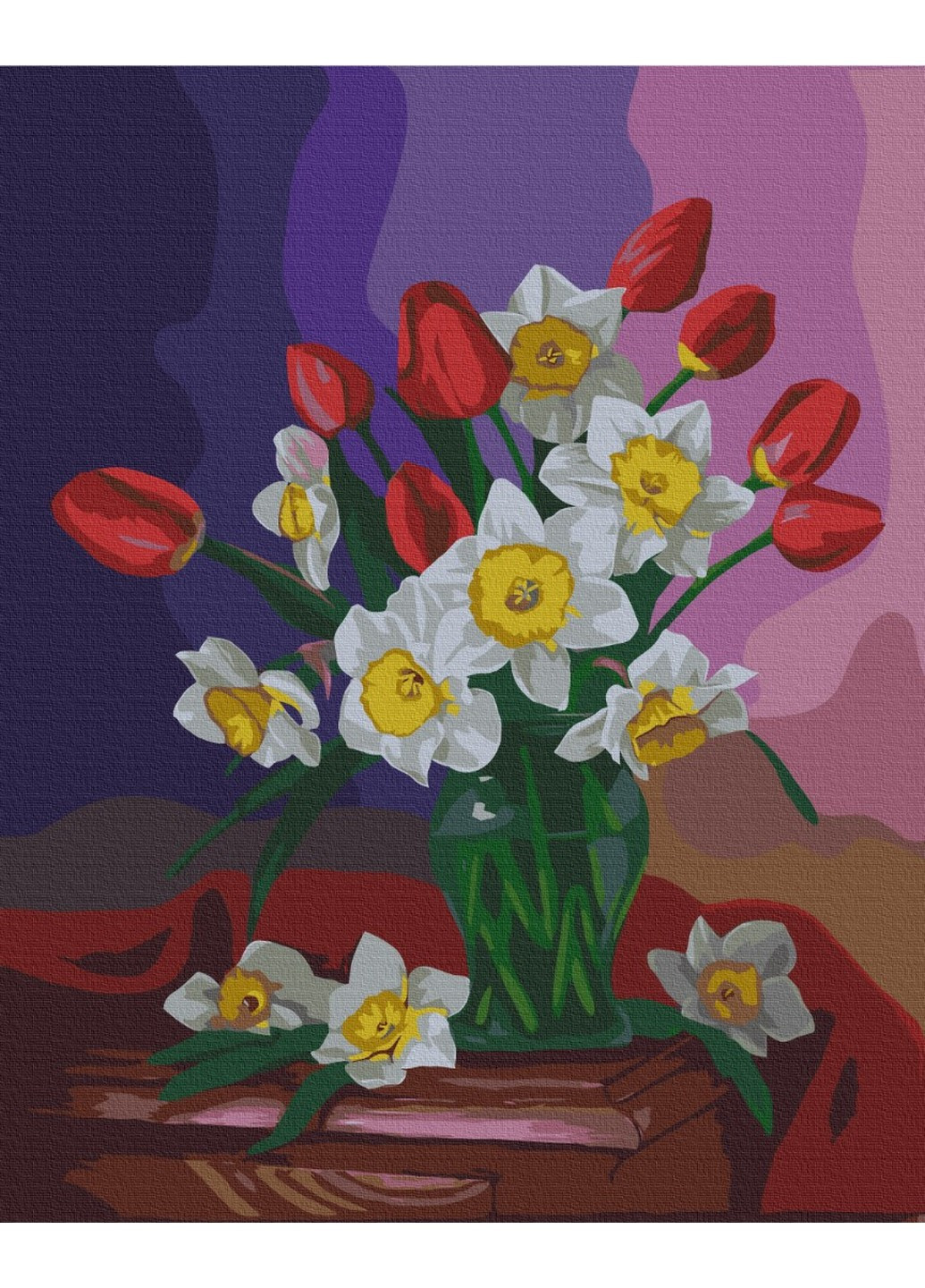 Картина за номерами Букет тюльпанів та нарцисів © Valentyna Ivanova 40x50 см Brushme (257841027)
