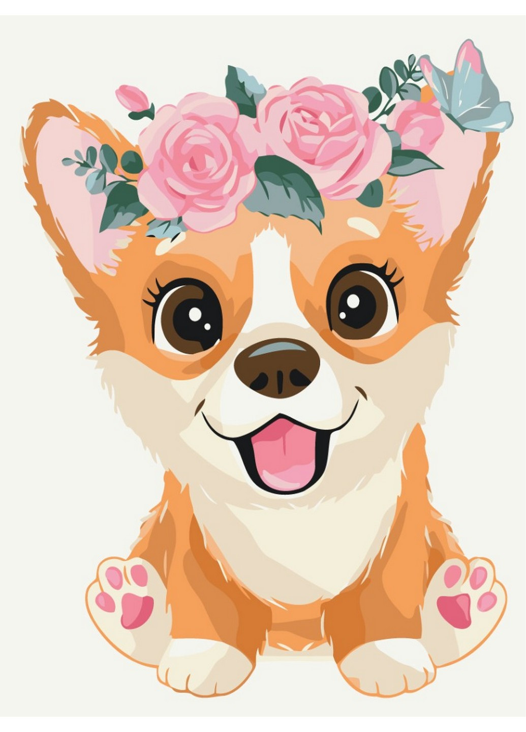 Картина по номерам Корги в веночке 30х40 см Brushme (257840722)