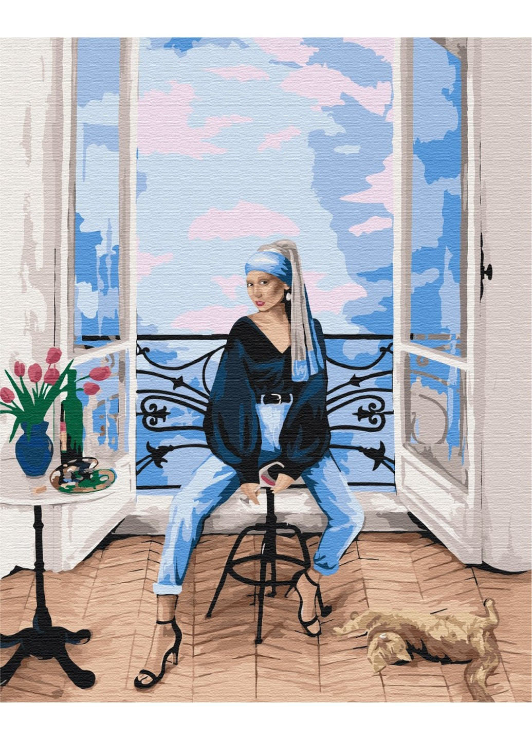 Картина за номерами Сучасна дівчина з перловою сережкою 40x50 см Brushme (257840895)