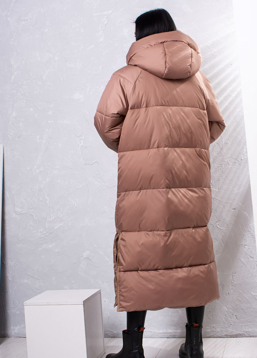 Коричневая зимняя куртка пуховик зимняя женская на лебяжем пуху микс к-010 SoulKiss k-010