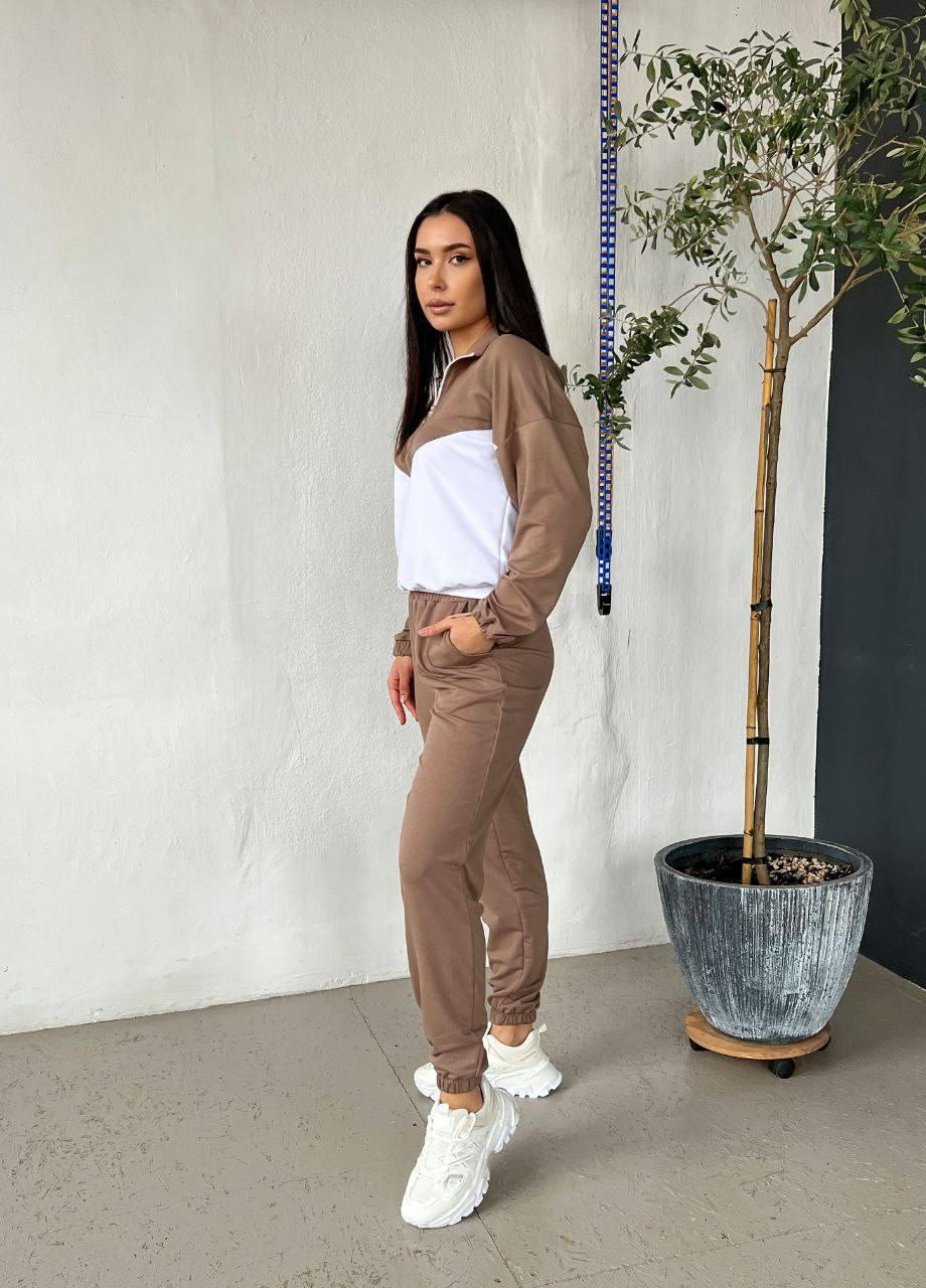 Жіночий трикотажний спортивний костюм XS-S M-L XL-2XL (42-44 46-48 50-52) шоколад No Brand (257859476)