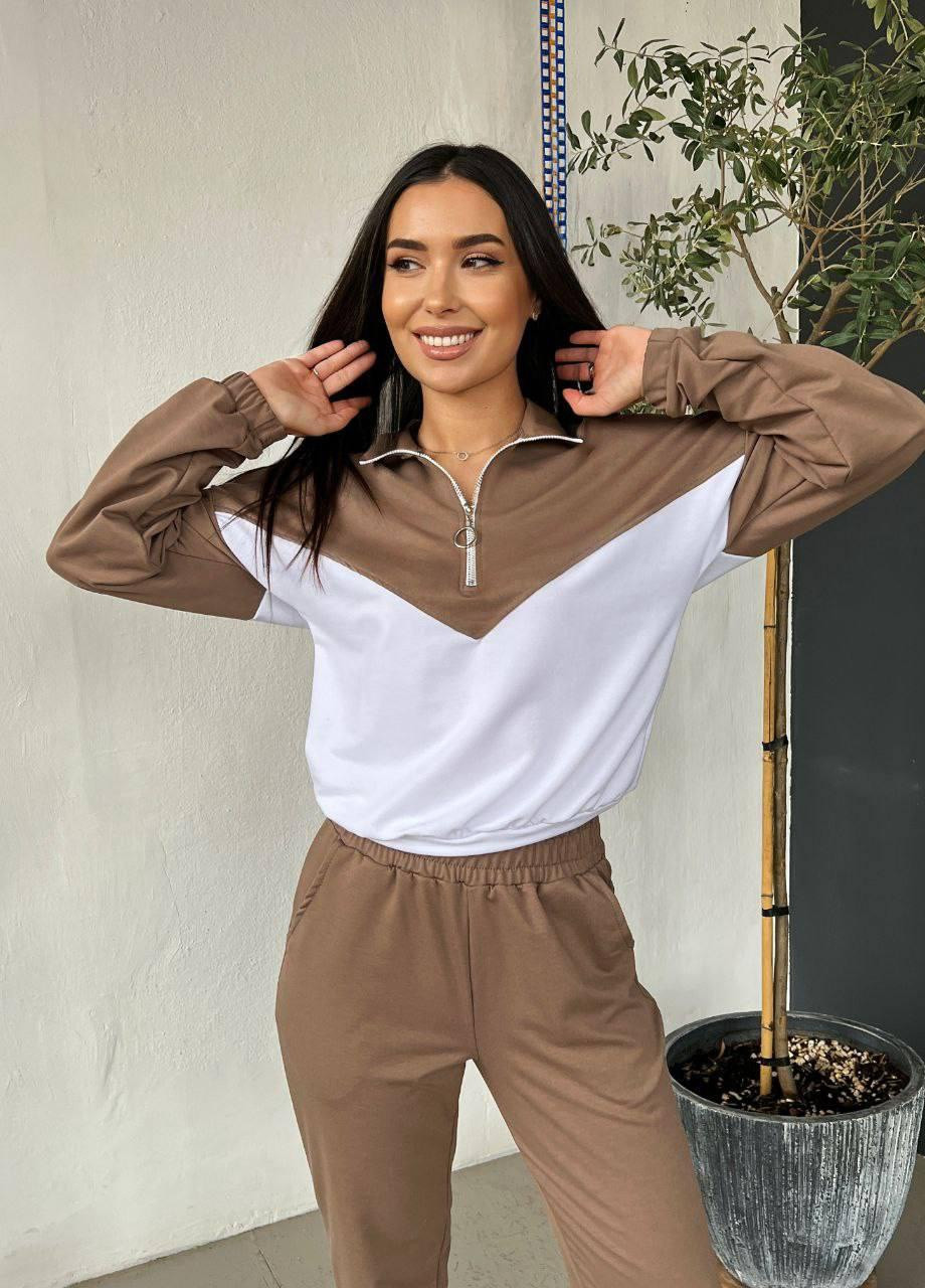 Жіночий трикотажний спортивний костюм XS-S M-L XL-2XL (42-44 46-48 50-52) шоколад No Brand (257859476)