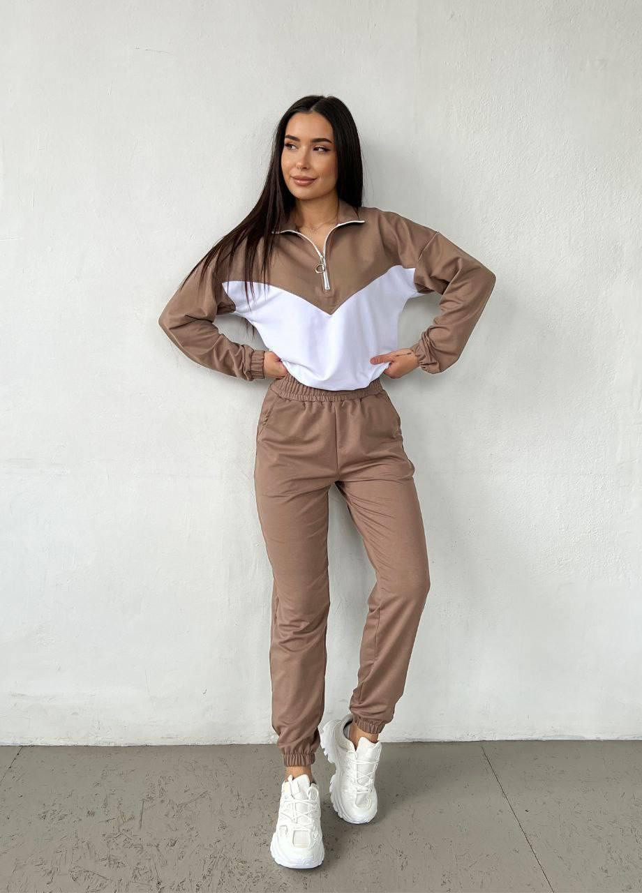 Жіночий трикотажний спортивний костюм XS-S M-L XL-2XL (42-44 46-48 50-52) шоколад No Brand (257859476)