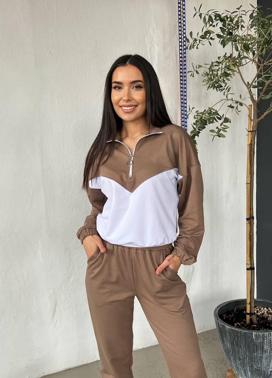 Жіночий трикотажний спортивний костюм XS-S M-L XL-2XL (42-44 46-48 50-52) шоколад No Brand (257859476)