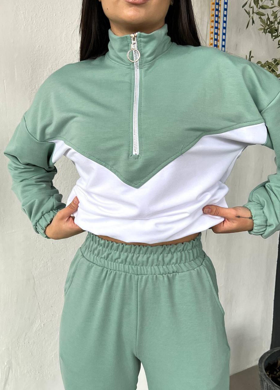 Жіночий трикотажний спортивний костюм XS-S M-L XL-2XL (42-44 46-48 50-52) оливковий No Brand (257859468)