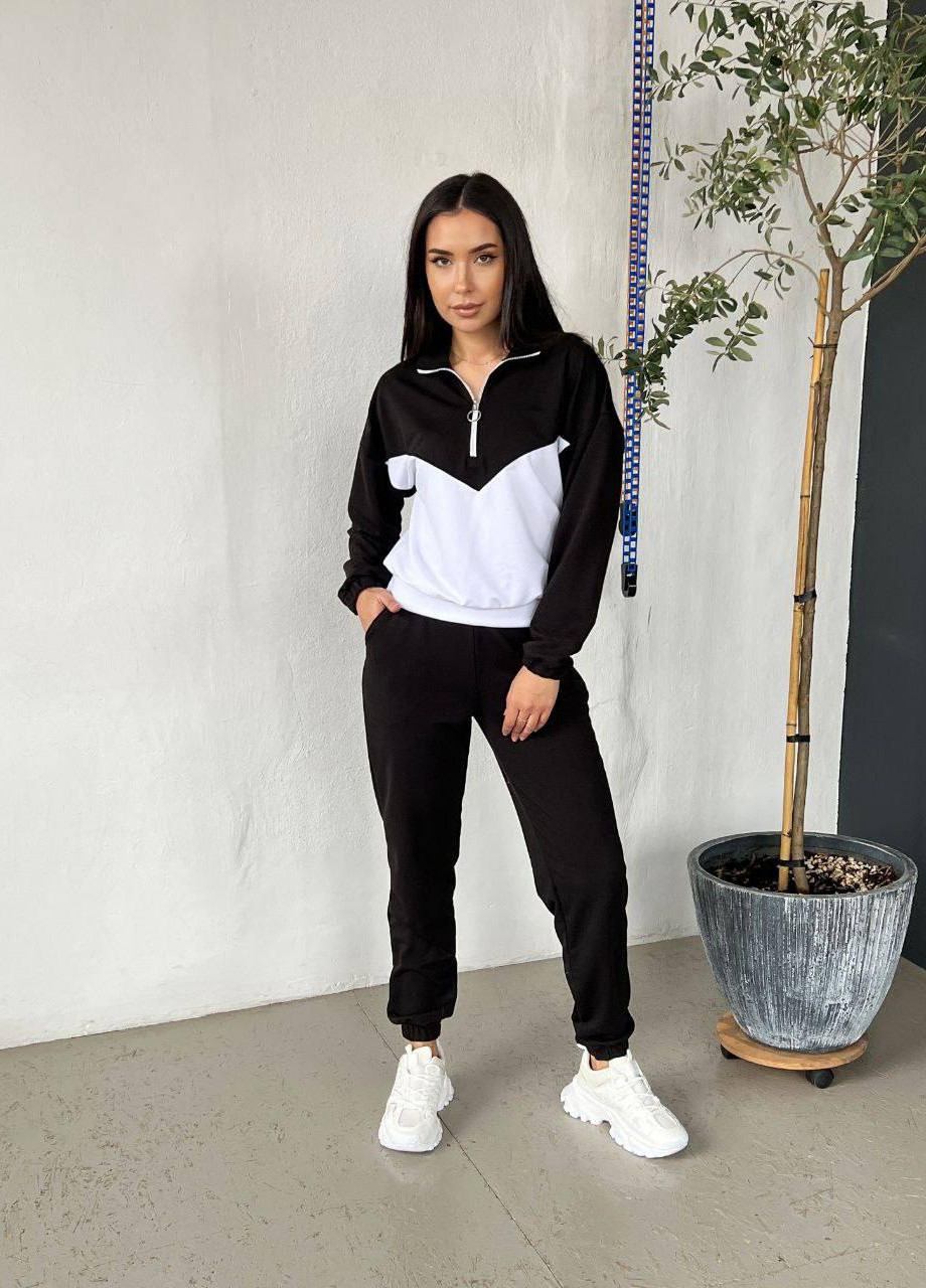 Женский трикотажный спортивный костюм XS-S M-L XL-2XL (42-44 46-48 50-52) чёрный No Brand (257859475)