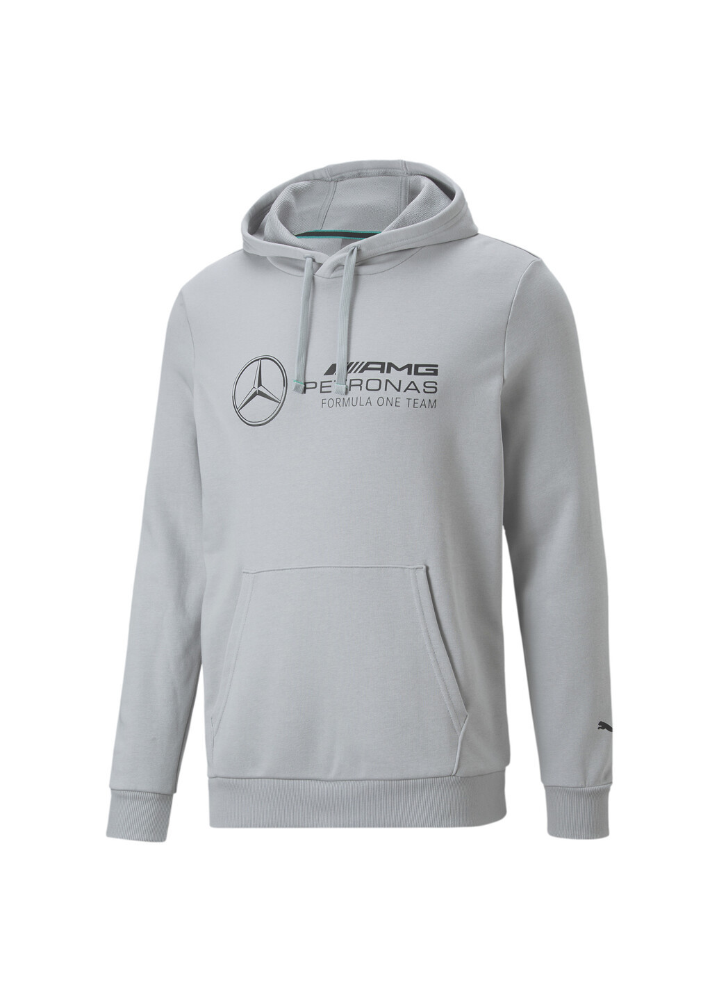 Худи Mercedes-AMG Petronas Motorsport F1 Essentials Hoodie Men Puma однотонная серая спортивная хлопок, полиэстер, эластан