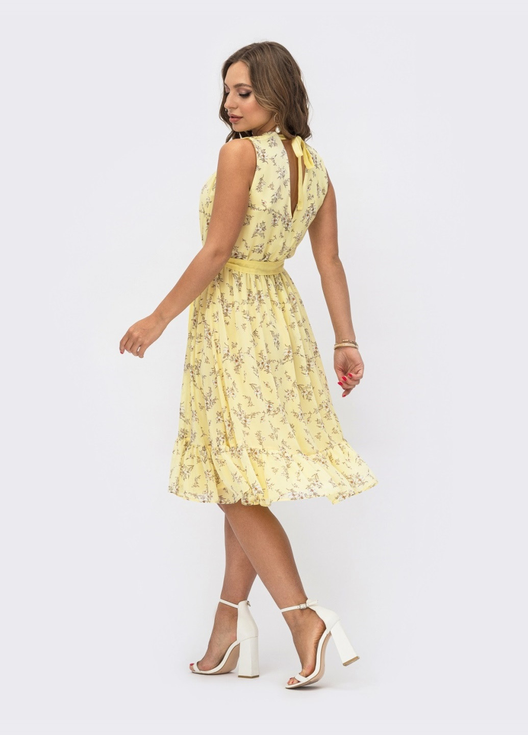 Жовтий жовте плаття без рукавів з v-подібним вирізом Dressa