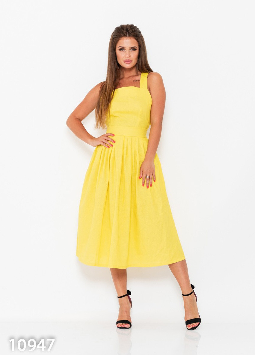 Жовтий повсякденний сукня жіноча з відкритою спиною ISSA PLUS однотонна