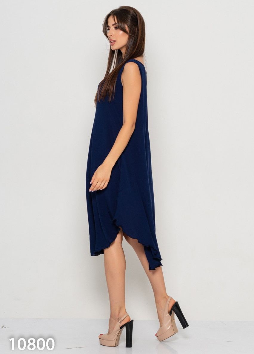 Темно-синее повседневный платье женское клеш ISSA PLUS однотонное