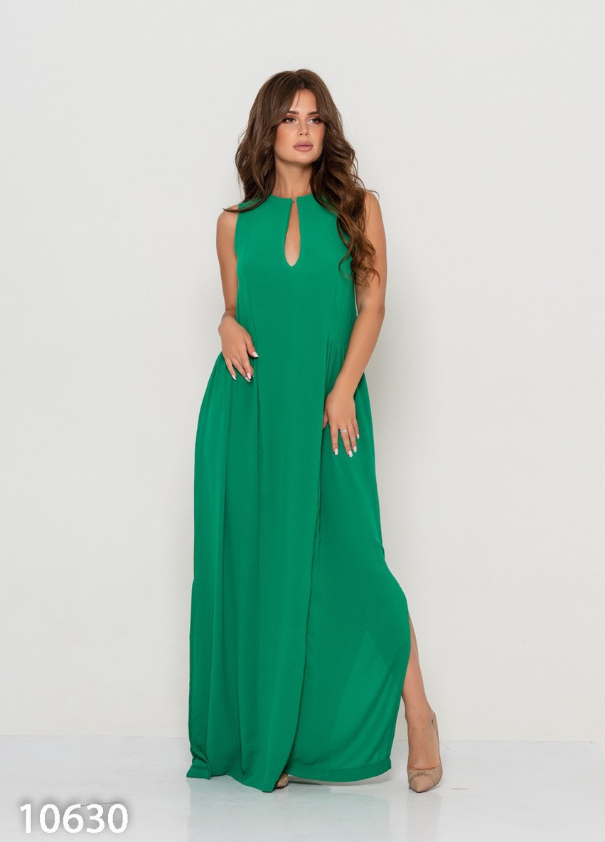 Зеленое повседневный платье женское клеш ISSA PLUS однотонное