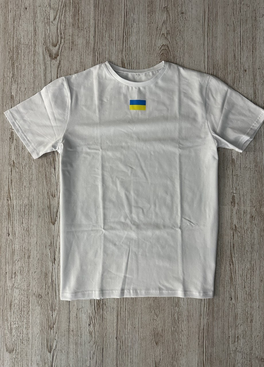 Белая футболка хлопковая флаг украины Vakko