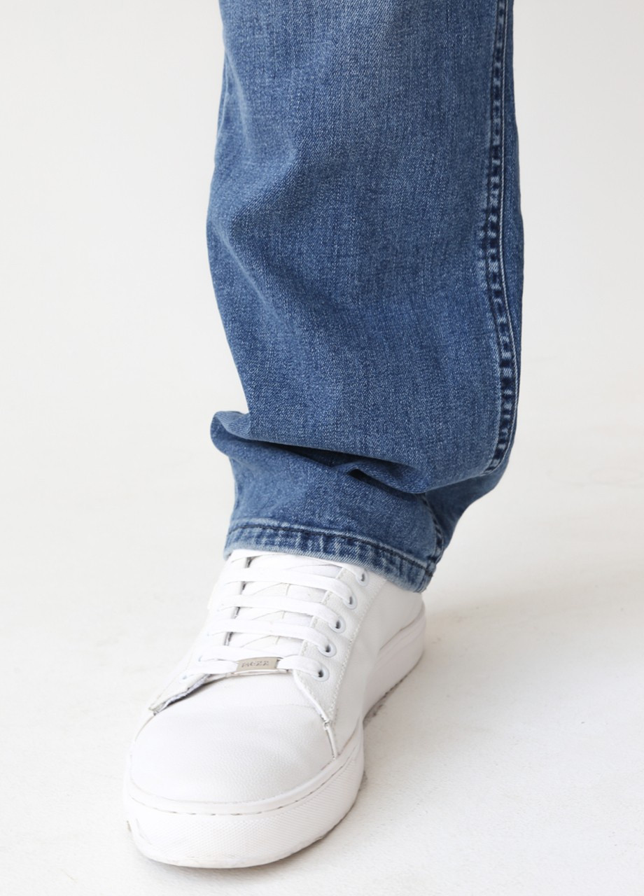 Синие демисезонные слим джинсы мужские синие слим тертые большие размеры Slim Zanotti