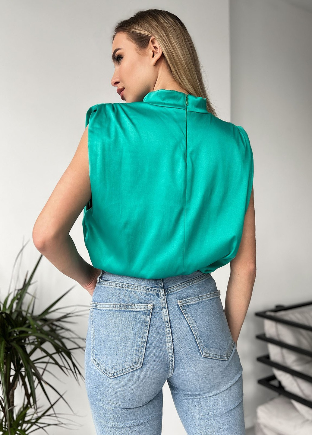 Зеленая демисезонная блуза женская ISSA PLUS Блуза-13715А