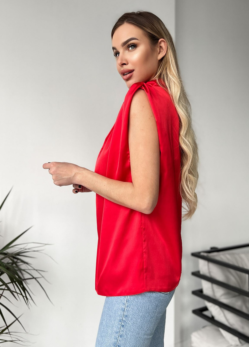 Червона демісезонна блуза жіноча ISSA PLUS Блуза-13715