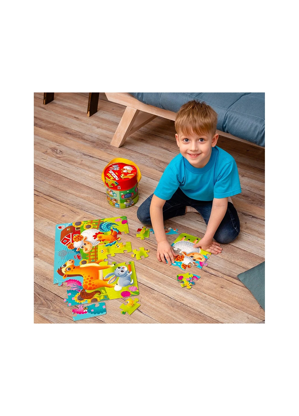 Максі пазли в тубусі 2 в 1 «Ферма» Vladi toys RK1080-01 (257895616)