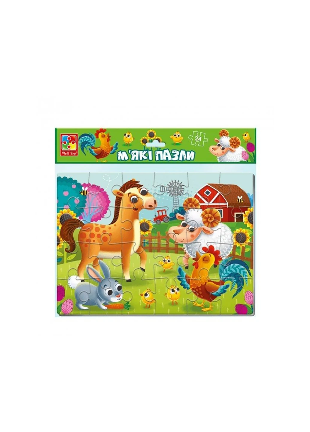 М'які пазли А4 Ферма на 24 елементи Vladi Vladi toys VT1102-23 (257895611)