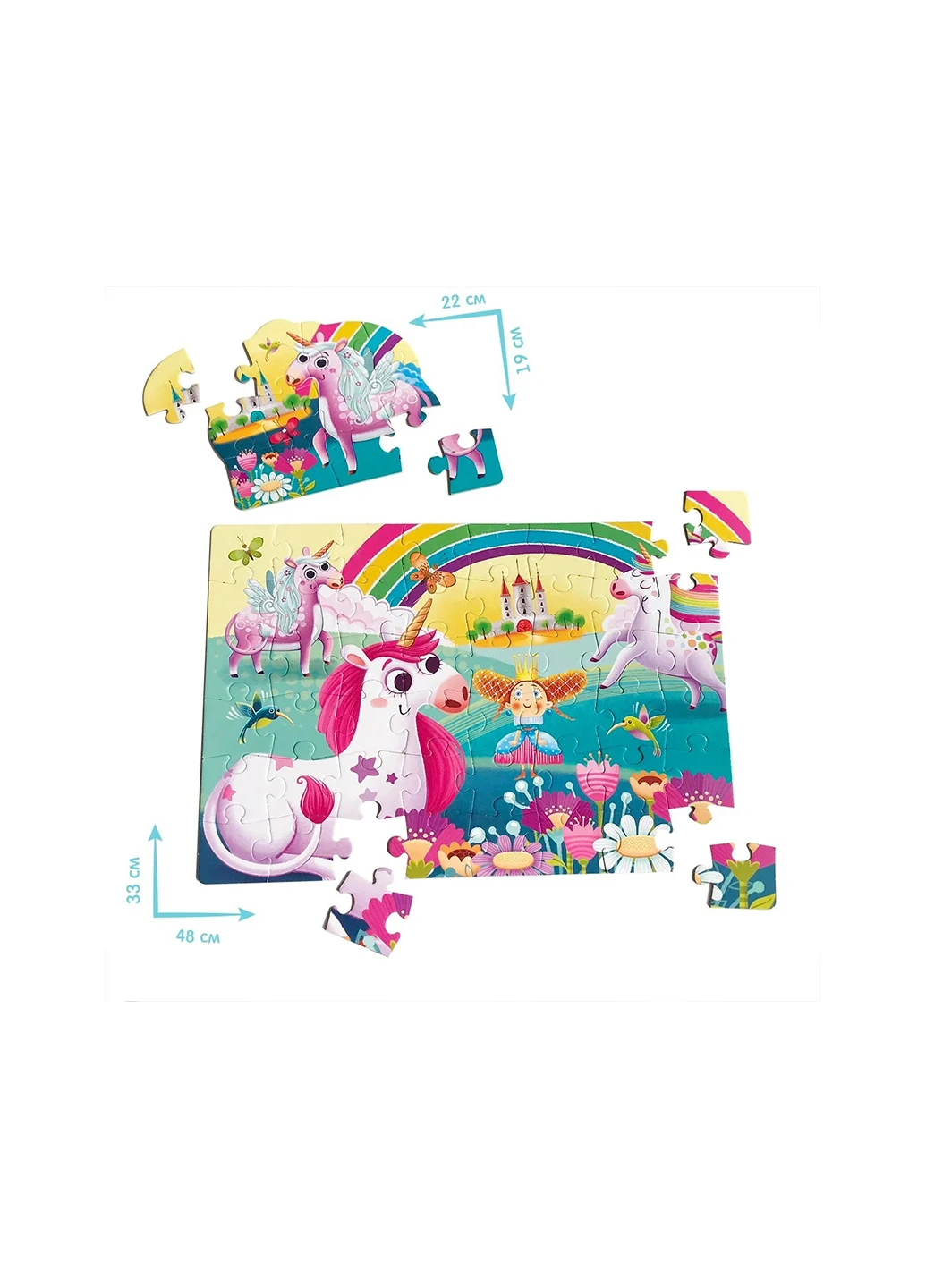 Максі пазли в тубусі 2 в 1 «Єдинороги» Vladi toys RK1080-03 (257895615)