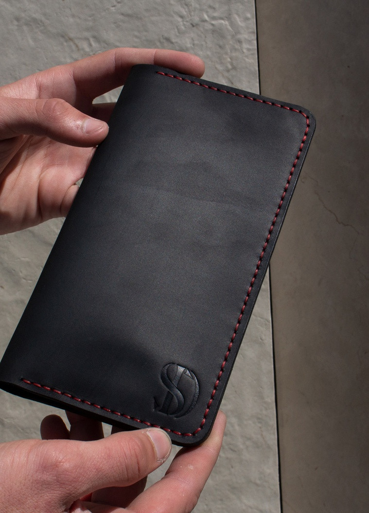 Лонгер, черный с красной нитью SD Leather handy (257898240)