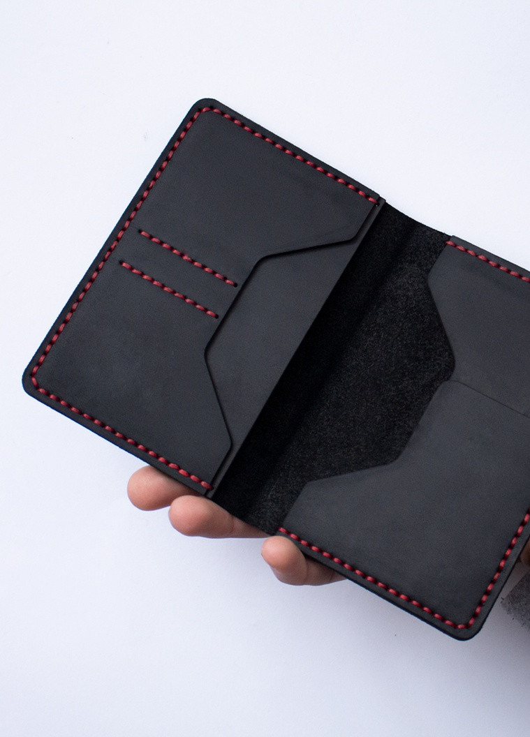 Портмоне для документов, черное с красной нитью SD Leather comfort (257898268)