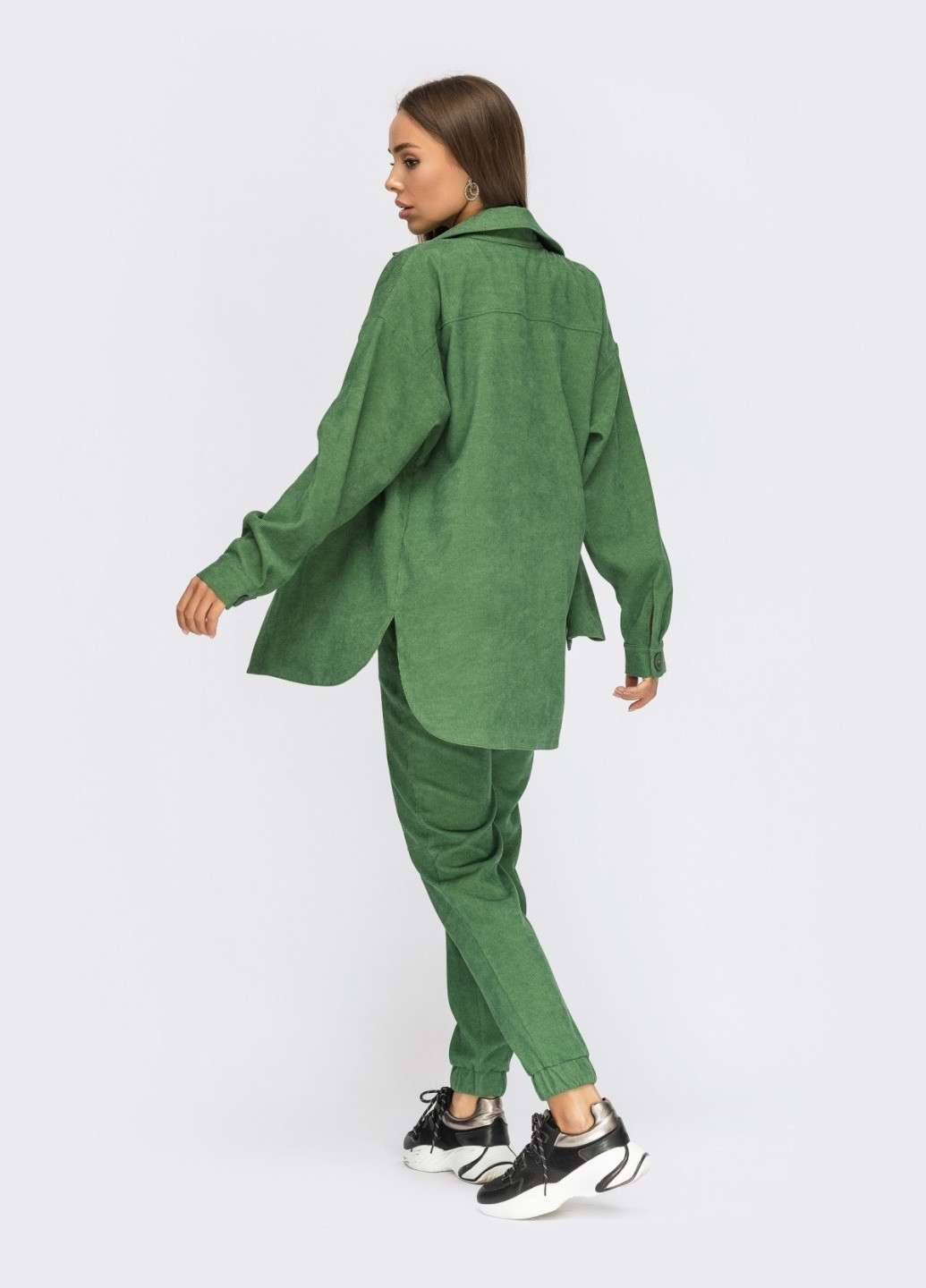 вельветовий костюм з сорочки та штанів-джогерів зелений Dressa (257928068)