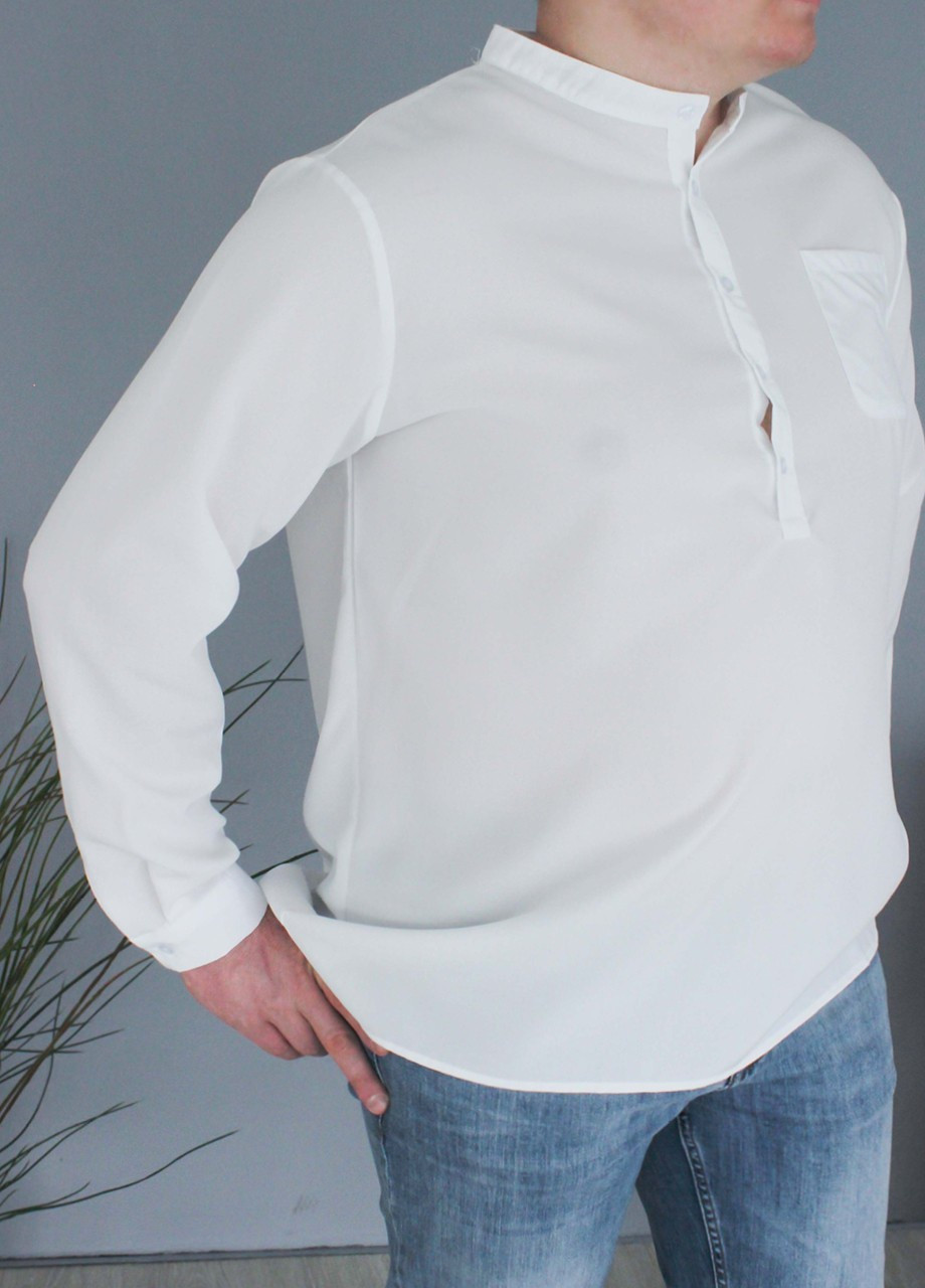 Белая повседневный рубашка однотонная JEANSclub