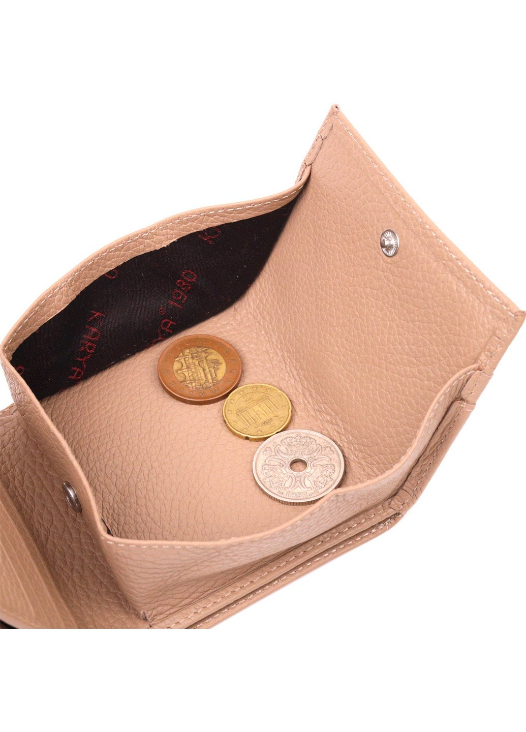 Практичный женский кошелек с монетницей из натуральной кожи 10,5х10х2 см Karya (257936694)